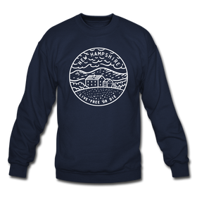 New Hampshire Sweatshirt - State Design New Hampshire Crewneck Sweatshirt - navy