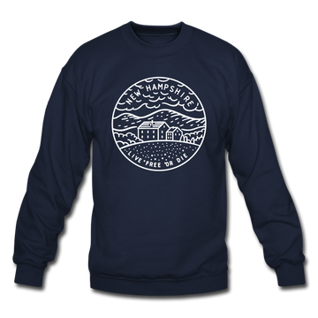 New Hampshire Sweatshirt - State Design New Hampshire Crewneck Sweatshirt - navy