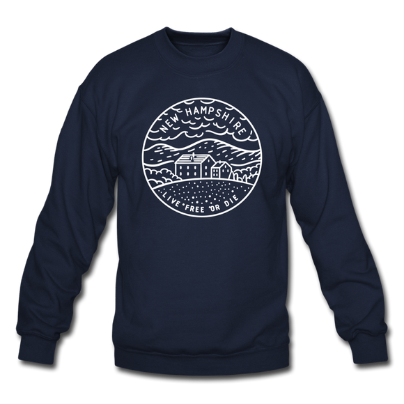New Hampshire Sweatshirt - State Design New Hampshire Crewneck Sweatshirt - navy