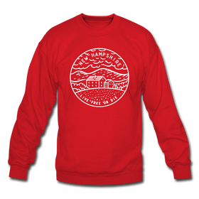 New Hampshire Sweatshirt - State Design New Hampshire Crewneck Sweatshirt - red