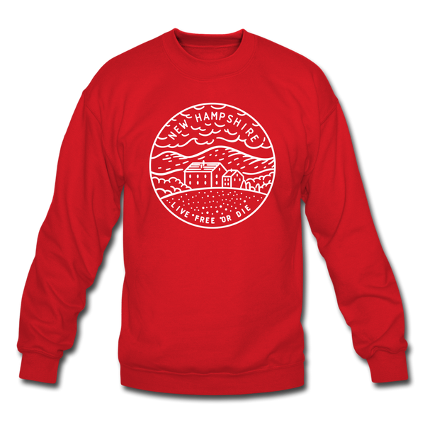New Hampshire Sweatshirt - State Design New Hampshire Crewneck Sweatshirt - red