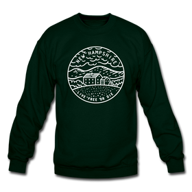 New Hampshire Sweatshirt - State Design New Hampshire Crewneck Sweatshirt - forest green