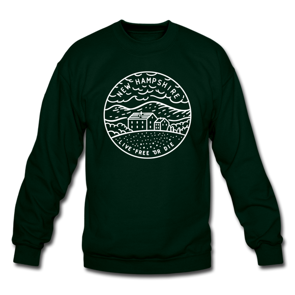 New Hampshire Sweatshirt - State Design New Hampshire Crewneck Sweatshirt - forest green