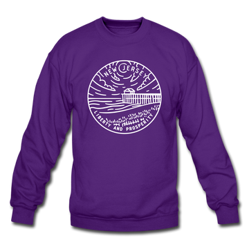 New Jersey Sweatshirt - State Design New Jersey Crewneck Sweatshirt - purple
