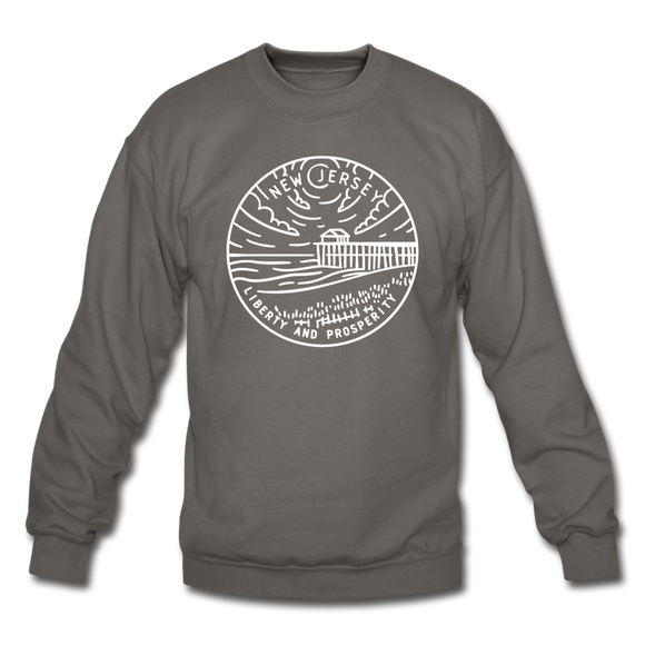New Jersey Sweatshirt - State Design New Jersey Crewneck Sweatshirt - asphalt gray