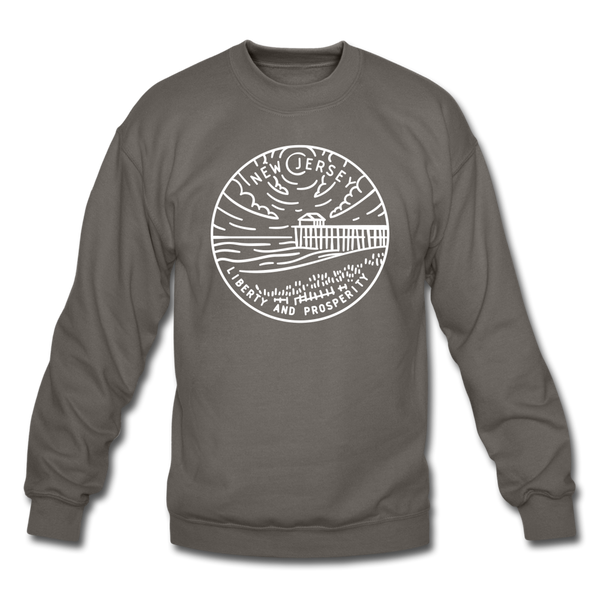 New Jersey Sweatshirt - State Design New Jersey Crewneck Sweatshirt - asphalt gray