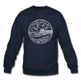 New Jersey Sweatshirt - State Design New Jersey Crewneck Sweatshirt - navy
