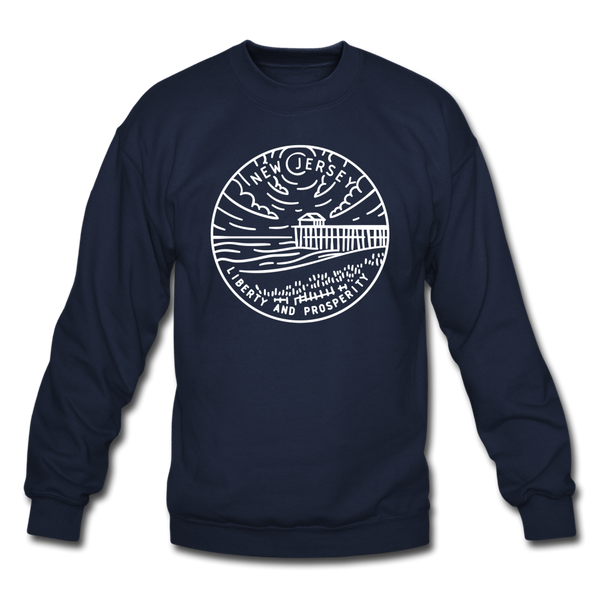 New Jersey Sweatshirt - State Design New Jersey Crewneck Sweatshirt - navy