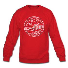 New Jersey Sweatshirt - State Design New Jersey Crewneck Sweatshirt - red