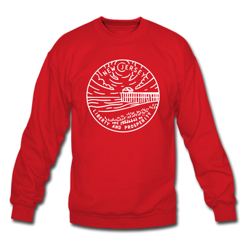 New Jersey Sweatshirt - State Design New Jersey Crewneck Sweatshirt - red