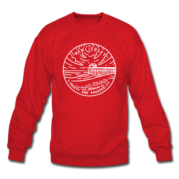 New Jersey Sweatshirt - State Design New Jersey Crewneck Sweatshirt - red