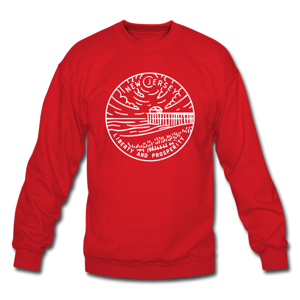 New Jersey Sweatshirt - State Design New Jersey Crewneck Sweatshirt - red