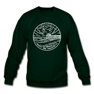 New Jersey Sweatshirt - State Design New Jersey Crewneck Sweatshirt - forest green