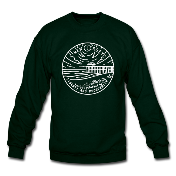New Jersey Sweatshirt - State Design New Jersey Crewneck Sweatshirt - forest green