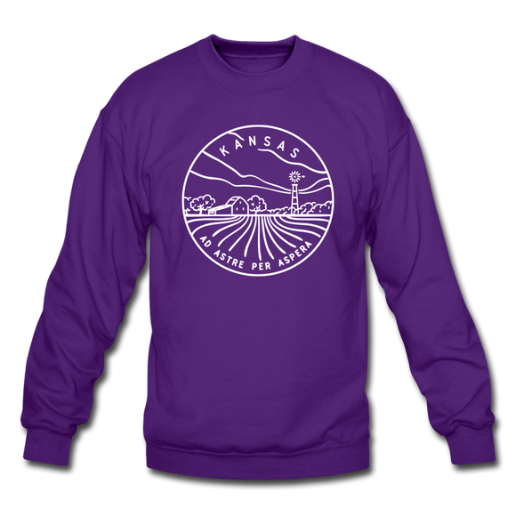 Kansas Sweatshirt - State Design Kansas Crewneck Sweatshirt - purple