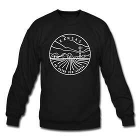 Kansas Sweatshirt - State Design Kansas Crewneck Sweatshirt - black
