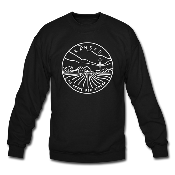 Kansas Sweatshirt - State Design Kansas Crewneck Sweatshirt - black