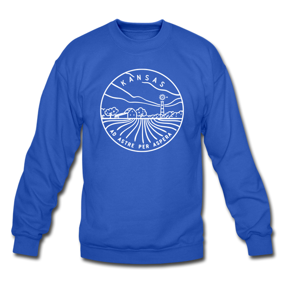 Kansas Sweatshirt - State Design Kansas Crewneck Sweatshirt - royal blue