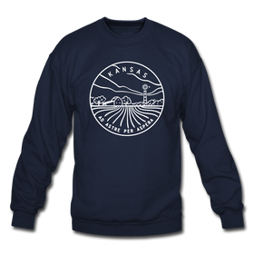 Kansas Sweatshirt - State Design Kansas Crewneck Sweatshirt - navy
