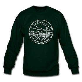 Kansas Sweatshirt - State Design Kansas Crewneck Sweatshirt - forest green
