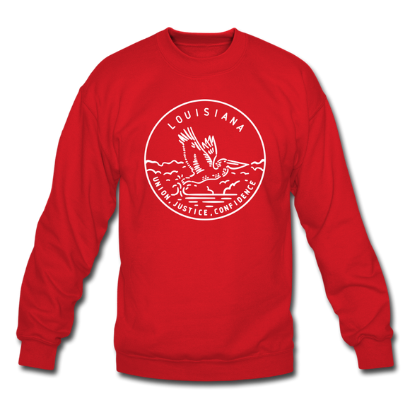 Louisiana Sweatshirt - State Design Louisiana Crewneck Sweatshirt - red