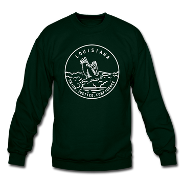 Louisiana Sweatshirt - State Design Louisiana Crewneck Sweatshirt - forest green