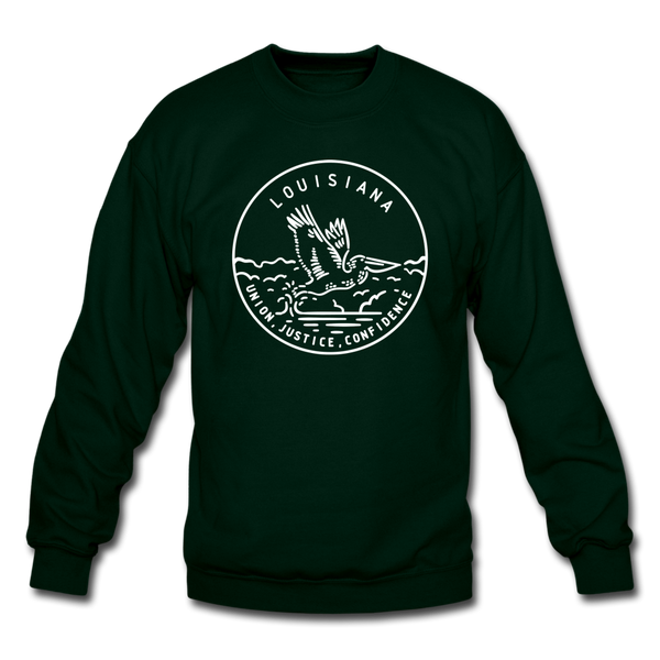 Louisiana Sweatshirt - State Design Louisiana Crewneck Sweatshirt - forest green
