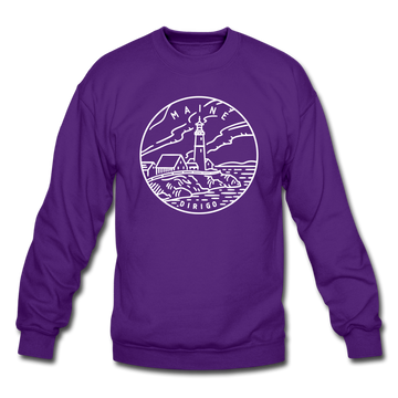 Maine Sweatshirt - State Design Maine Crewneck Sweatshirt - purple