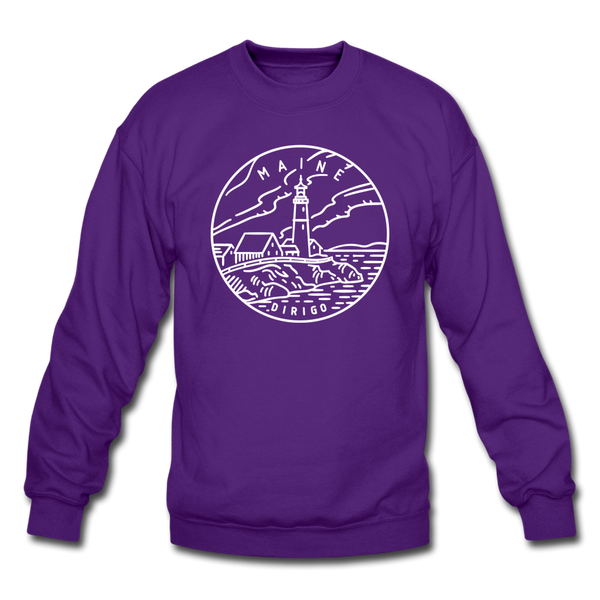 Maine Sweatshirt - State Design Maine Crewneck Sweatshirt - purple