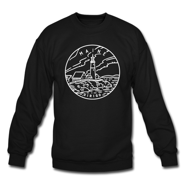 Maine Sweatshirt - State Design Maine Crewneck Sweatshirt - black