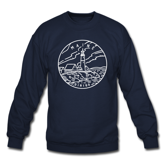 Maine Sweatshirt - State Design Maine Crewneck Sweatshirt - navy