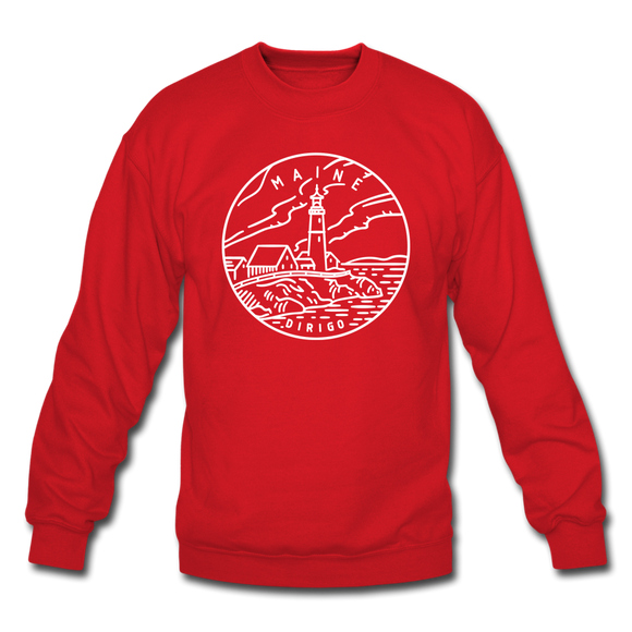 Maine Sweatshirt - State Design Maine Crewneck Sweatshirt - red
