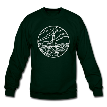 Maine Sweatshirt - State Design Maine Crewneck Sweatshirt - forest green