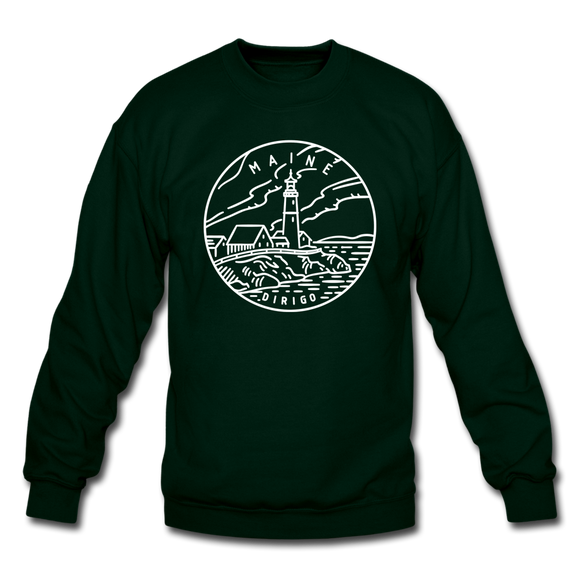 Maine Sweatshirt - State Design Maine Crewneck Sweatshirt - forest green