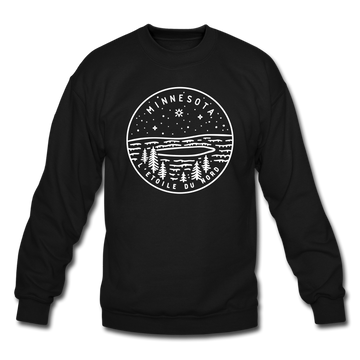 Minnesota Sweatshirt - State Design Minnesota Crewneck Sweatshirt - black