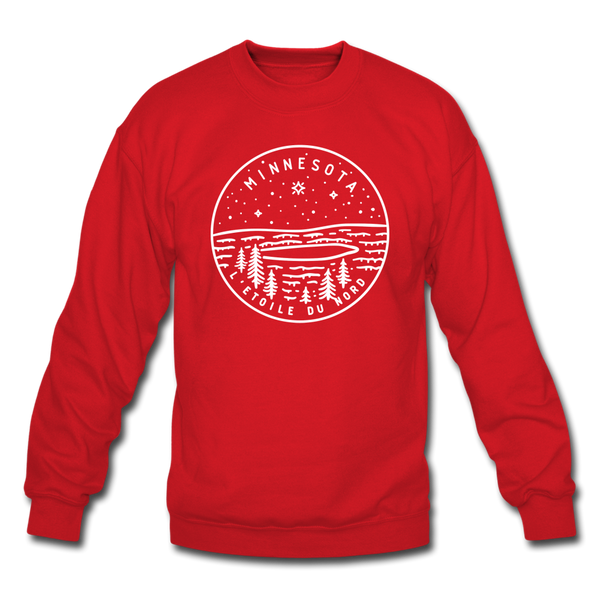 Minnesota Sweatshirt - State Design Minnesota Crewneck Sweatshirt - red
