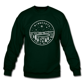 Minnesota Sweatshirt - State Design Minnesota Crewneck Sweatshirt - forest green