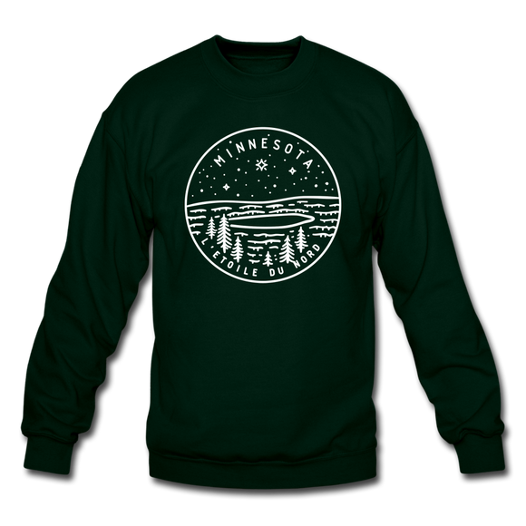 Minnesota Sweatshirt - State Design Minnesota Crewneck Sweatshirt - forest green