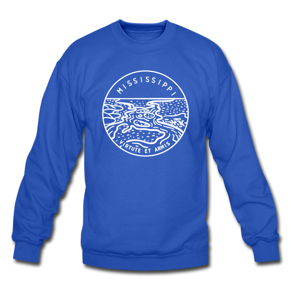 Mississippi Sweatshirt - State Design Mississippi Crewneck Sweatshirt - royal blue
