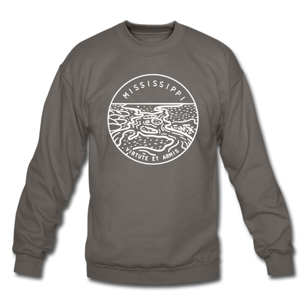 Mississippi Sweatshirt - State Design Mississippi Crewneck Sweatshirt - asphalt gray