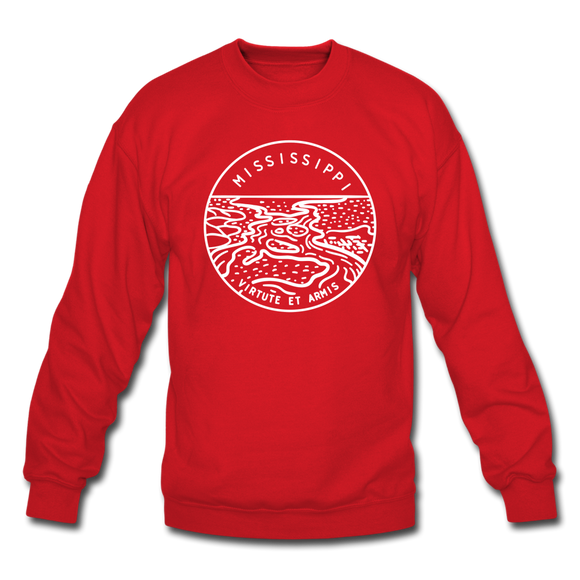 Mississippi Sweatshirt - State Design Mississippi Crewneck Sweatshirt - red