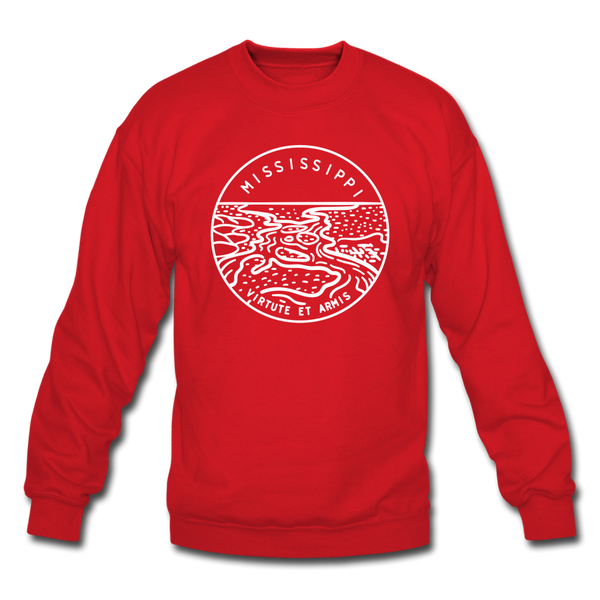 Mississippi Sweatshirt - State Design Mississippi Crewneck Sweatshirt - red
