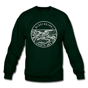 Mississippi Sweatshirt - State Design Mississippi Crewneck Sweatshirt - forest green
