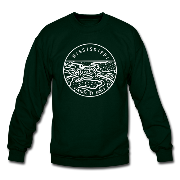 Mississippi Sweatshirt - State Design Mississippi Crewneck Sweatshirt - forest green