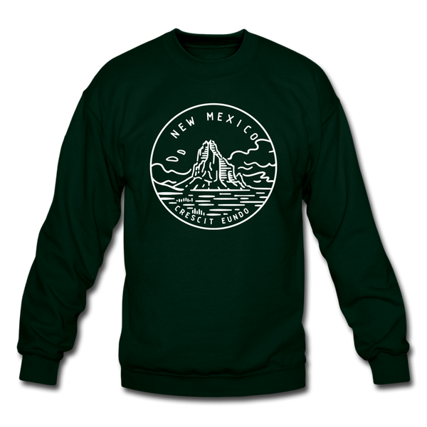New Mexico Sweatshirt - State Design New Mexico Crewneck Sweatshirt - forest green