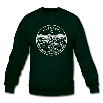 Missouri Sweatshirt - State Design Missouri Crewneck Sweatshirt - forest green
