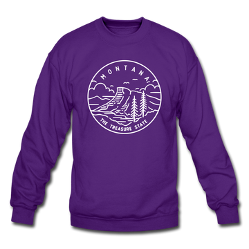 Montana Sweatshirt - State Design Montana Crewneck Sweatshirt - purple