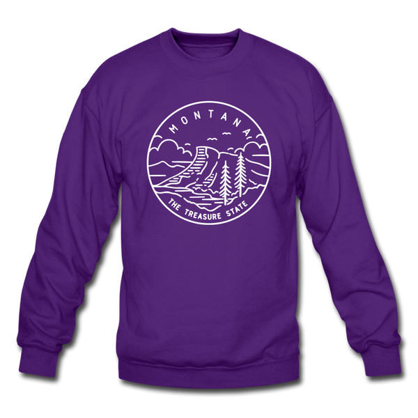 Montana Sweatshirt - State Design Montana Crewneck Sweatshirt - purple