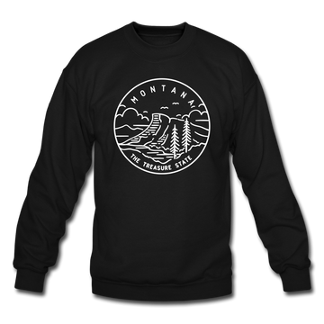 Montana Sweatshirt - State Design Montana Crewneck Sweatshirt - black