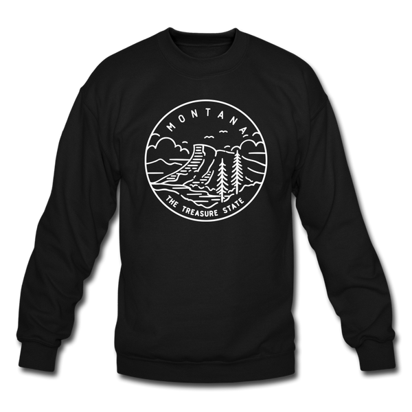 Montana Sweatshirt - State Design Montana Crewneck Sweatshirt - black